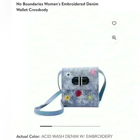 No Boundaries Denim Embroidered Crossbody Wallet - Picture 9 of 10